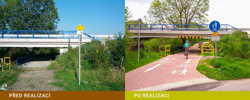 Obec Radslavice - řešení převedení cyklistů pod mostem ev.č. 43415-1